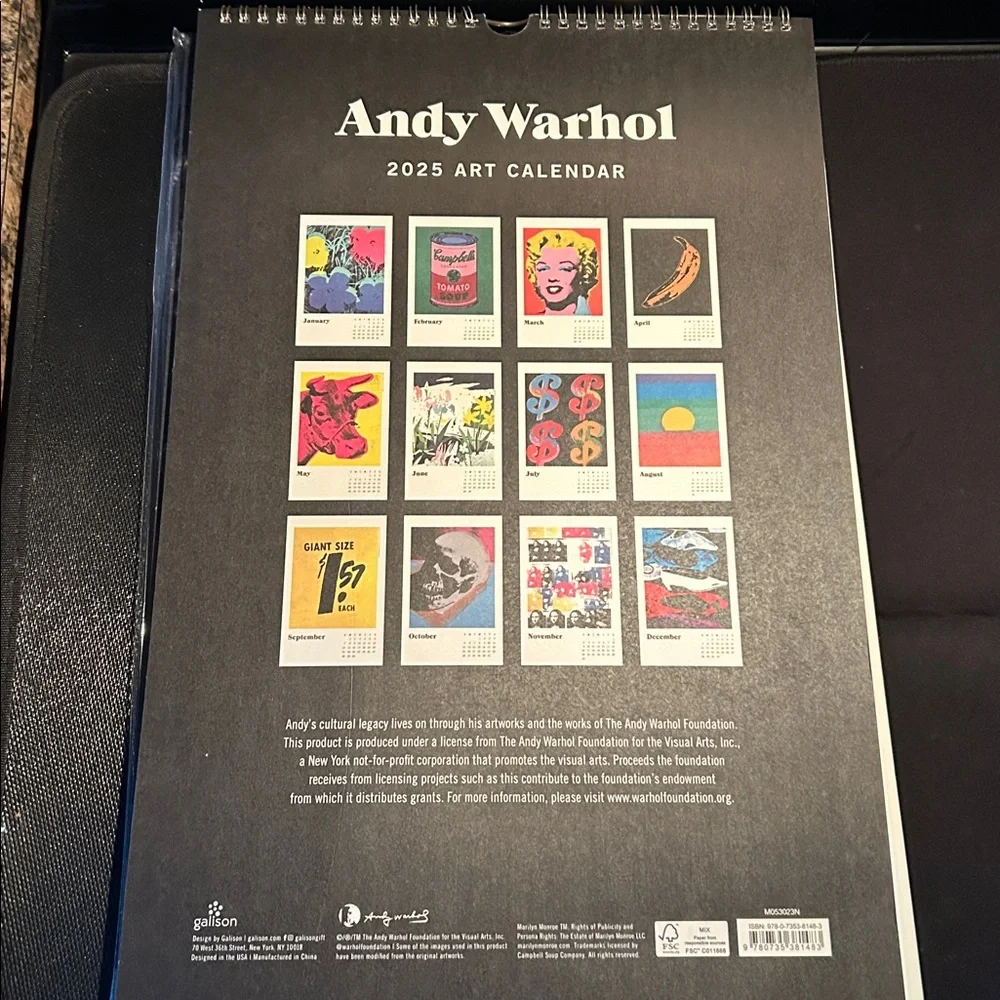 Collectible 2025 (12)- Art Calendar - Black Cover with Multicolor Pop Art